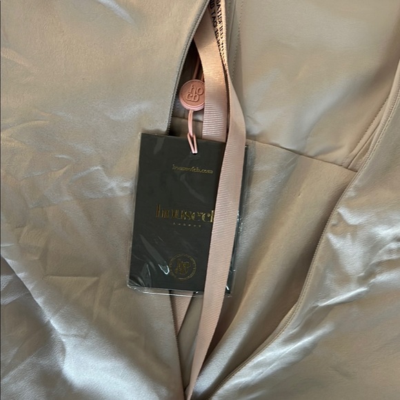 House of CB Jasmine oyster gray Elegant Strapless mini Dress L - Picture 4 of 6